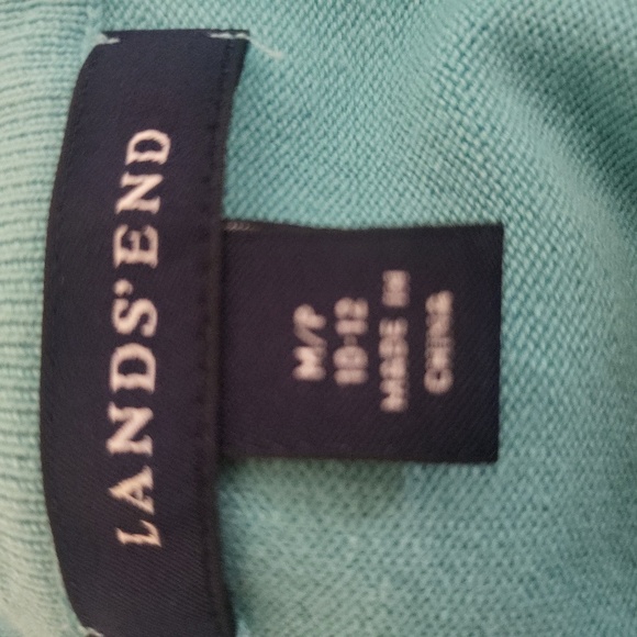 Lands' End Robin Egg Blue Short Sleeve Cotton Sweater Size MP 10/12 - Picture 4 of 5